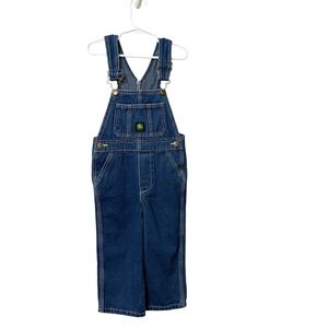 John Deere Kids Blue Denim Overalls 4T Straight Leg Farm Workwear Cotton Tractor